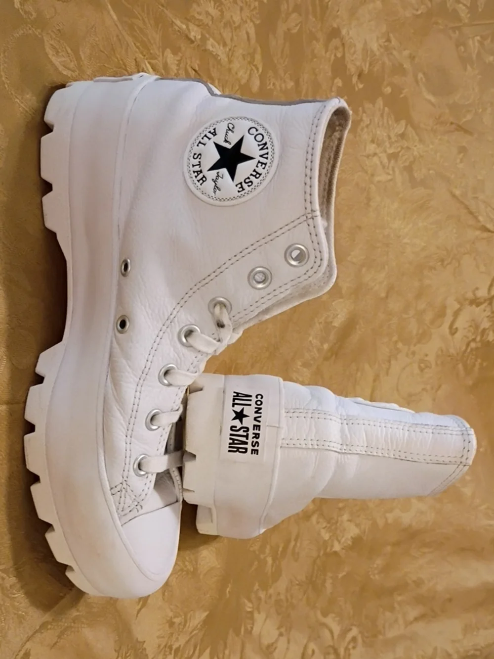 CONVERSE Leather White Chunky Platform All Star High-Tops Women's 8.0 Men's 6.0